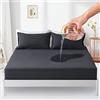 Sufdari Coprimaterasso impermeabile Singolo 180x200cm Copriletto per letto, coprimaterasso con tasche profonde 30cm con elastico in gomma-Antracite