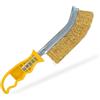G4GADGET Spazzola metallica in ottone con manico giallo - Spazzola metallica ondulata multiuso con manico lungo per rimozione della ruggine e preparazione delle superfici