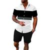 shownicer Tuta Uomo Completo Curvy Tuta Estiva Camicia Manica Corta e Pantaloncini 2 Pezzi Outfits Leggera Casual Sports Set Running Jogging Tuta Spiaggia A Nero XL