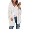 HHMY Cardigan da donna corto nero - Cappotto invernale autunno - Giacca da montagna morbido peluche a maniche lunghe aperta sul davanti, cardigan per adolescenti e adolescenti, bianco, M