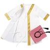 FYMNSI Abbigliamento musulmano per bambini, caftano, vestito da preghiera per neonati, cardigan islamico, abito Jubba Thobe con bandana, set da 3 pezzi, bianco, 6-12 Mesi