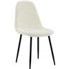 Venture Home Polar Fluff Dining Chair - Black Legs - White Teddy, Nero, Bianco