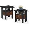 Furinno Andrey tavolino comodino con cassetto portaoggetti, Americano/Marrone Medio, Set di 2