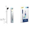 GROHE Precision Trend & QuickGlue S - Set doccia termostatico (doccetta quadrata 11 cm 3 getti, flessibile 1,75 m, asta doccia 90 cm, risparmio idrico), cromo, 34855003