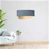 lux.pro Lampada a Sospensione - Altezza 70 cm - Lampada da Soffitto con Paralume a Doppio Cilindro Lampadario con Abat-jour in Tessuto - Blu Grigiastro/Giallo