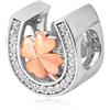 JiaRong Charms fit Pandora Charm Bracele Ciondolo a forma di ferro di cavallo, charm portafortuna in amore, in argento Sterling 925, colore oro rosa, per braccialetti Pandora A