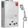 BreeRainz Scaldabagno a Gas 16LPM, Scaldabagno Gas GPL 32KW, Funziona a Bassa Pressione dell'Acqua con Propano e Butano, Adatto per Case Camper Cabine Esterno