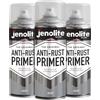 JENOLITE Spray per primer antiruggine | GRIGIO | Primer in metallo ad alte prestazioni | Protegge da ruggine e corrosione | 3 x 400 ml
