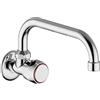 Schläfer 3431310 | Rubinetto Singolo a Muro Rubinetto Bagno e Cucina per Lavello con Manopola Tonda, Rubinetto a Parete 1/2 Acqua Fredda per Lavatoio, Beccuccio Girevole a U x 180 mm, Cromo e Argento