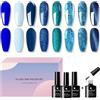 SIUHEN 8 Smalti Smalto Semipermanenti per Unghie Blu Colori Gel UV LED Passione Colorati Set Professionali Nail Polish Azzurro Effetto Kit Senza Lampada Blu Notte Elettrico + Shining Invernali Matt Primer