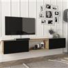 [en.casa] Mobile TV da Parete 180 x 31 x 29,5 cm Mensola Porta TV con 3 Scomparti 2 Vani con Ante a Ribalta Armadietto Pensile da Soggiorno Camera da Letto - Effetto Rovere/Nero