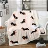 Loussiesd Coperta in pile Sherpa con motivo cane con bassotto in pile Sherpa, pelosa, per bambini e ragazzi, con simpatico cucciolo, coperta in peluche con salsiccia Weiner per letto, casa, viaggi,