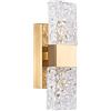 KRIPINC Applique da Parete Cristallo Oro LED Rettangolare, Luce Tri-Colore | Effetto Acqua, Luce Su e Giù, Lampada da Parete Cristallo Vintage per Soggiorno Camera da Letto Comodino Bagno e Specchiera