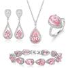 EVER FAITH Set di Gioielli da Sposa per la Damigella d'Onore,Ciondolo Collana Orecchini Pendenti Anello Aperto Bracciale Tennis Gioielli Regali Rosa Argento Fondo