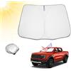 BIBIBO Parasole per parabrezza auto con Ford Ranger T9 2023-2025, protezione solare per auto, qualità certificata, pieghevole, con protezione UV