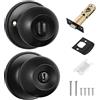 Coolty Privacy Pomelli per Porte Serrature Senza Chiave Maniglia Rotonda per Camera da Letto Bagno Porte Interne Privacy Uso (Nero)