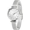 NUOVO Orologio argento con cristallo diamante, doppia fibbia di sicurezza, cinturino in rete alla moda ed elegante, Argentato, Moderno