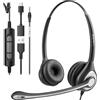 Wantek Cuffie con microfono USB 3,5 mm Jack Tipo C Adattatore Professioanl Cuffie con Cancelling Mic per Call Center Business Online Chat Corsi PC Smartphone MacBook