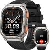 KOSPET Smartwatch, 1.96 AMOLED HD Display, Orologio Militare Uomo, GPS Integrato, Bussola/Altezza/Pressione, 170+ Modalità Sport, 5ATM Impermeabile (Argento)