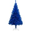 vidaXL Albero di Natale Artificiale con Supporto Decorazioni Natalizie Illuminazione Addobbi Feste FESTIVITÀ Invernali Blu 240 cm in PVC