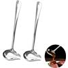 EXIN DECHEN 2 Pezzi Mestolo per Salsa in Mestoli Acciaio Inox, 29cm Mestolo Ovale con Beccuccio, Cucchiaio Sugo Manico Lungo, Mestolo per Polpette, Cucchiai in Acciaio Inossidabile Inox per Cucina, Caffetteria