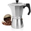 ROSSETTO Caffettiera Italiana Moka Express in Alluminio Expresso - Posate Trasparente (14 Tazze 700 ML)