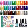 PHOENIXY 24 Pz Smalto Semipermanente Unghie, Phoenxiy 21 Colori Smalti Semipermanenti per Unghie con Base e Top Coat, Matt Coat, Smalto per Unghie in Gel UV LED