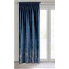 Eurofirany MIRELA - Tenda in velluto, con fettuccia arricciata, 1 pezzo, motivo dorato, oscurante, glamour, per soggiorno, camera da letto, 140 x 270 cm, blu scuro