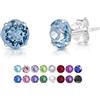 DTPsilver Punti Luce Orecchini Azzurri Donna - Orecchini Acquamarina - Punto Luce Blu - Orecchini Lobo Argento 925 con Cristallo Acquamarina 6 mm - Orecchini Pietra Azzurra - Orecchini Donna Colorati