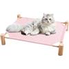 Shurzzesj Letto per cani rialzato, letti per gatti rialzati | Lettino per animali in legno stile amaca sospesa,Mobili per animali domestici, tappetino per gatti rimovibile, lettino da campeggio per cani per int