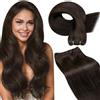 LaaVoo Extension Capelli Veri Tessitura 80g - Castano Scuro Capelli Corti Lisci Remy - Matassa di Capelli Veri per Tessitura 35cm #2