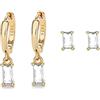 Mocicafier Orecchini creoli in oro da donna con pendente verde, orecchini a cerchio in oro 14 carati, unisex, 2 pezzi