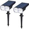 GRIFEMA GD251-2 Luci solari a LED per esterni da giardino [2 pezzi/18 LED/5 modalità], IP65 impermeabile, per illuminazione stradale, cortile, terreza, prato