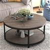 NSdirect Tavolino Rotondo da 91,4 cm, Tavolo Rotondo Salotto, Superficie in Legno Rustico, con Gambe in Metallo, per Soggiorno, Design Moderno, Mobili per la Casa con Ripiano Aperto (Luce Walunt)