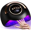 GUHAOOL Lampada Unghie UV LED, 180W Fornetto Unghie Può Curare Rapidamente, con 4 Timer 10s/30s/60s/99s,Sensore Di Avvio Automatico, LCD Display Lampada per unghie per Gel Nail Polish Light, Nero