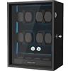XTELARY Carica Orologi Automatici per 4/6/8/12 Orologi, Avvolgitori Automatici Bloccabili Con Scomparti Extra Per Orologi, 4 Modalità Di Rotazione, Cuscini Flessibili Per Orologi E Blu Luce
