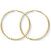 EDELIND Orecchini Cerchi Grandi in oro giallo Donna 60 mm, 14 carati 585, largh. 2 mm, p. 2.7 g. marchio di garanzia made in Germany
