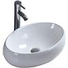 CROSS ZEBRA Lavabo in Ceramica Lavabo Ovale Bianco di Alta Qualità Lavabo da Appoggio Lavabo da Appoggio per Cucina Bagno Guardaroba