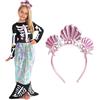 I LOVE FANCY DRESS LTD Costume da sirena da scheletro per Halloween, taglia XL, vestito nero con gonna a coda di sirena e fascia rosa a conchiglia, per bambini, dolcetto o scherzetto