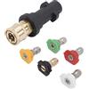 KASturrboo KASturbo - Adattatore per idropulitrice da 1/4, attacco femmina a innesto rapido, adatto per Karcher K2 K3 K4 K5 K6 K7 con 5 ugelli di alimentazione multipli