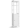 LIFEZEAL Colonna Bagno Salvaspazio con Anta, Mobiletto Multiuso con 3 Ripiani Aperti, Dispensa Cucina Mobile Alto e Stretto, 40x32x161,5cm, Armadio Angolare con Dispositivo Anti-Ribaltamento (bianco)