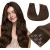 HOTBANANA Extension Capelli Veri Clip, Marrone Cioccolato Extension Clip Capelli Veri 35cm 7pcs Remy Umani Naturali Capelli Extensions 120g