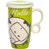 Avilia Tazza Infusiera con Filtro per Tisane e Tè Caldo - Infusiera per Tè Caldo Ideale per l'Inverno con Decorazione Mucca, in Porcellana, 420cc, Bianco e Verde
