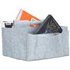 Relaxdays Cesto Portariviste, in Feltro HLP: 22 x 32 x 29 cm, 2 Scomparti, Manico, Stand Portagiornali Pieghevole Grigio