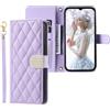 EuoDuo Compatibile con Xiaomi Redmi Note 13 4G Cover Libro Portafoglio Custodia Pelle PU Aspetto del Rombo Progettato Glitter Magnetica Flip Telefono Case Donna Ragazza - Lavanda