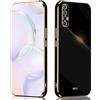QIYIN Cover per Oppo Find X2 Neo, Custodia in Silicone Colorato Ultra Sottile da Donna, Case Antiurto Morbido con Cornice in Oro (Nero)