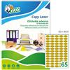 Tico Italia GL4-3619 Etichette adesive carta oro, 100 fogli A4, ovali 36x19mm, 65 etichette per foglio, adesivo permanente, stampanti laser, tipografiche e serigrafiche