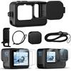 OKFUN Kit di accessori per Go Pro Hero 12/11/10/9 Custodia protettiva in silicone nero con copriobiettivo in gomma + protezione schermo + coperchio laterale batteria + copriobiettivo