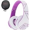 PowerLocus Cuffie Bluetooth Over Ear, Cuffie Wireless Bluetooth 5.3, Hi-Fi Stereo Suono, Senza Fili con Microfono, Pieghevoli, Micro SD/TF, FM Radio per Viaggio/Telefono/PC/Ufficio (Viola)