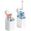 LEVERLOC Portaspazzolino da Denti, 2 Pack Supporto Impermeabile a Ventosa per Spazzolino Elettrico da Bagno, Organizer per Rasoi, Supporto per Stoviglie, Bianco Porta spazzolini